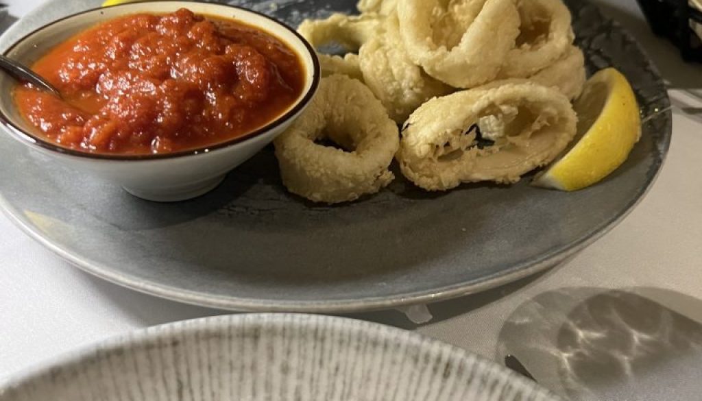Lightly fried calamari
