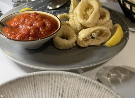 Lightly fried calamari