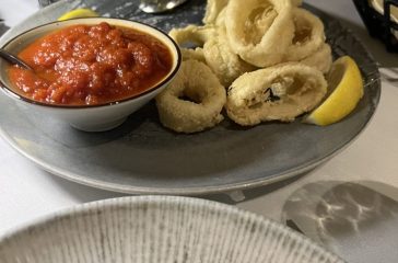 Lightly fried calamari