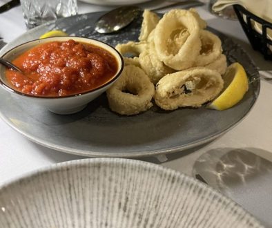 Lightly fried calamari