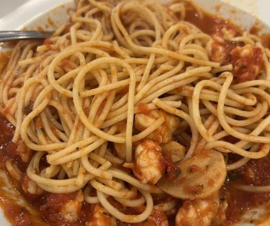Spaghetti with shrimp sauce