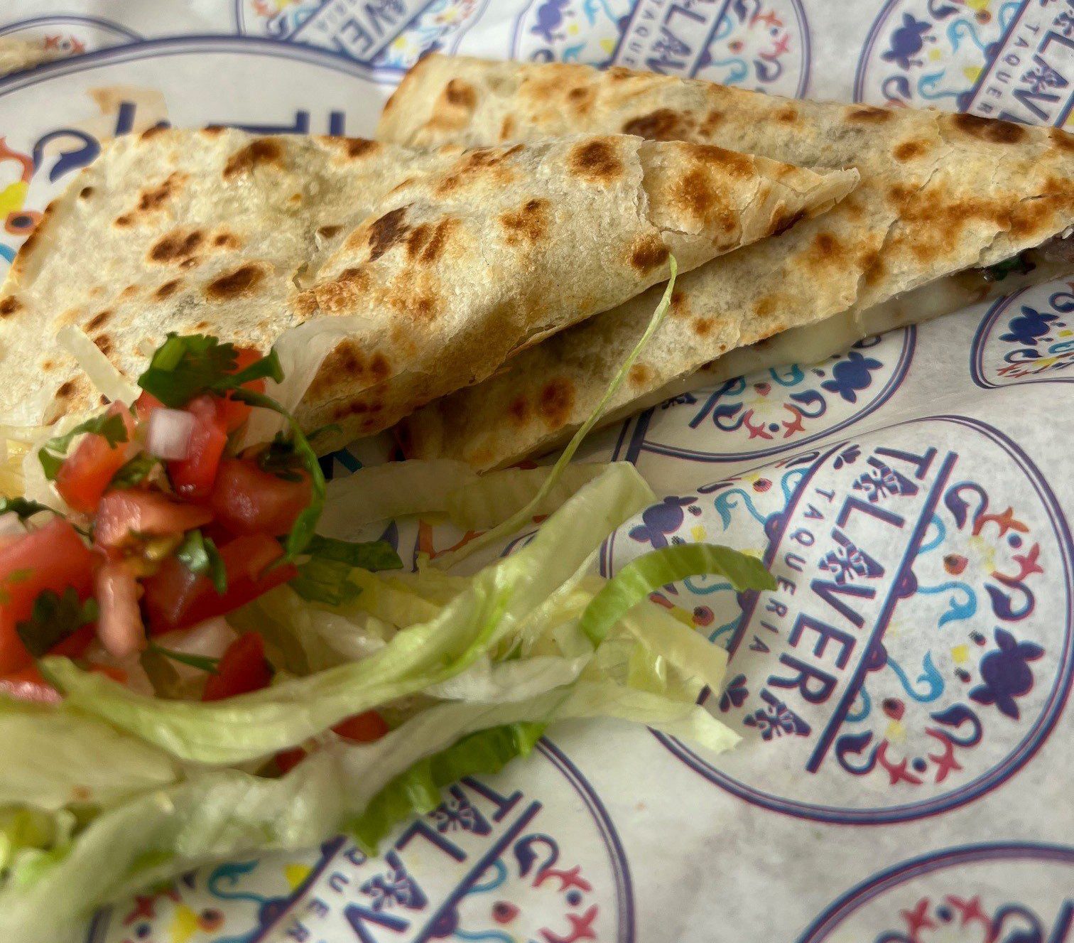 A very filled steak quesadilla at Taqueria Talavera