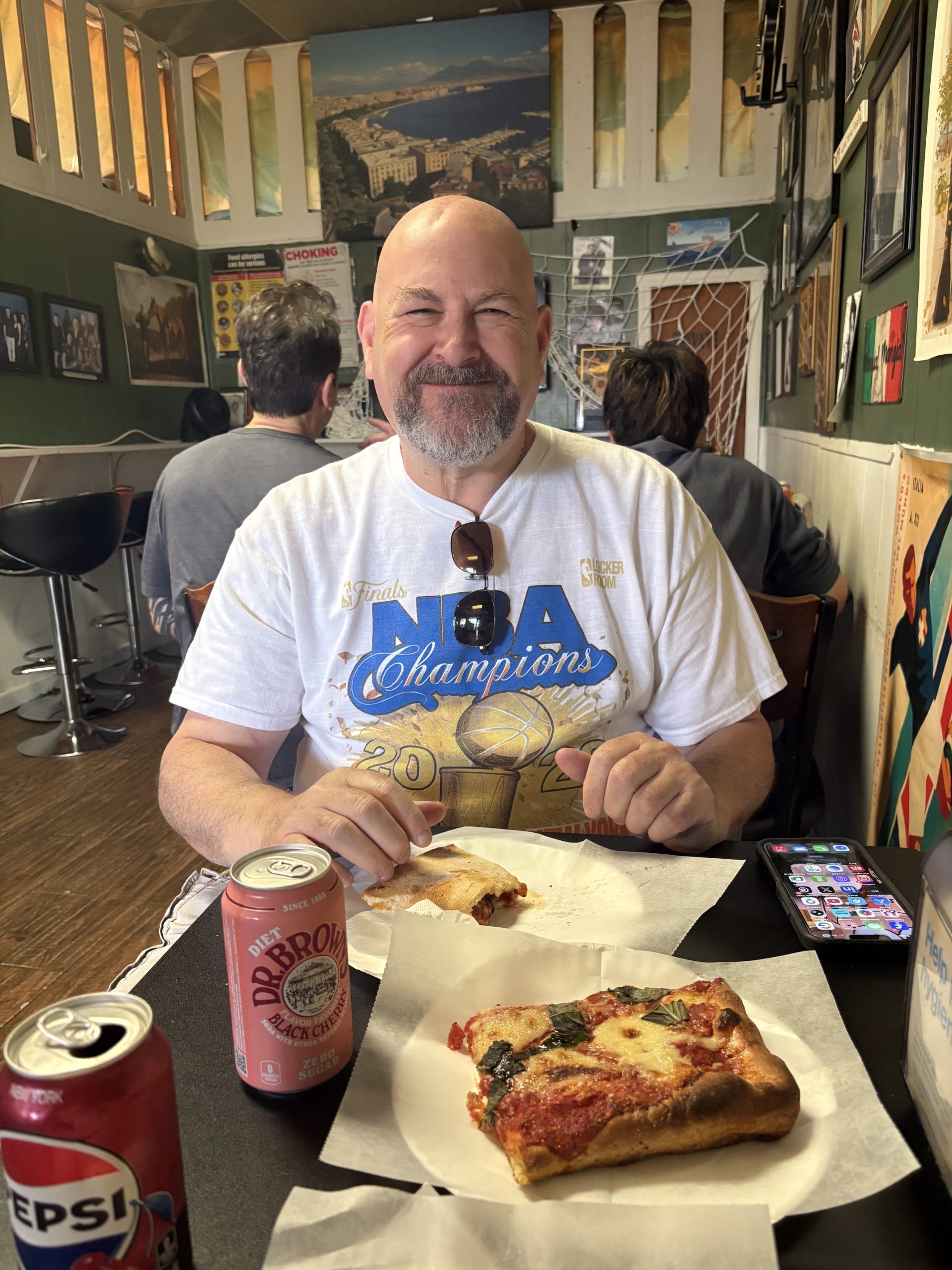 A routine order for us born and bred New Yorkers is one regular slice and one Sicilian.